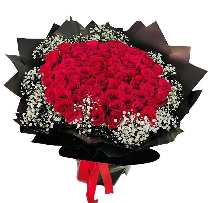 100 premium roses, one hundred premium roses wrapped in paper