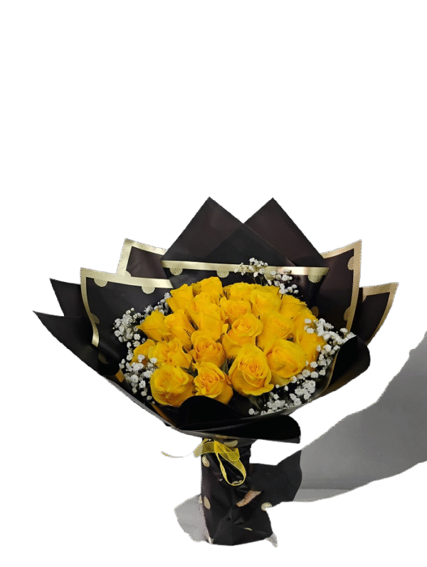 24 Yellow roses Wrapped. 24 roses bouquet.