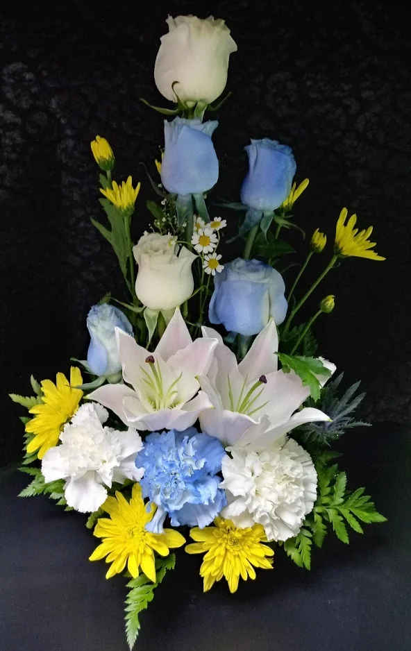 A bouquet with blue flowers 