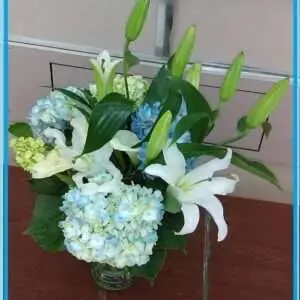 Hydrangeas and lilies.