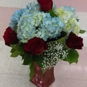 Hydrangeas and roses
