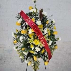 Yellow and white standing spray