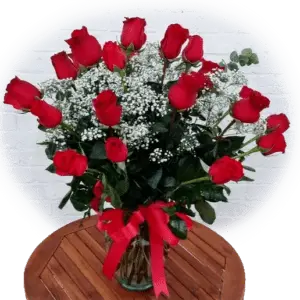 24 Roses in a vase. Long stem premium roses