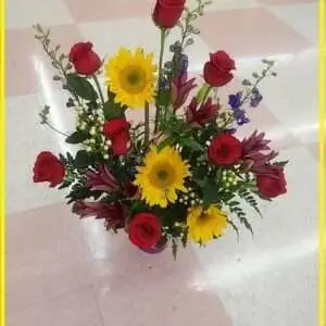 Sunflowers and Roses