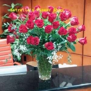 50 roses in a vase