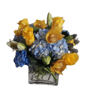 Yellow orchids & yellow roses