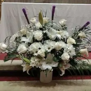 White flowers basket