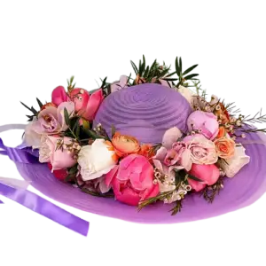 Hat with flowers at Estrella's Flower Shop