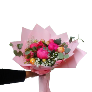 Peonies in Dallas, Texas, 7 beautiful peonies wrapped in paper.